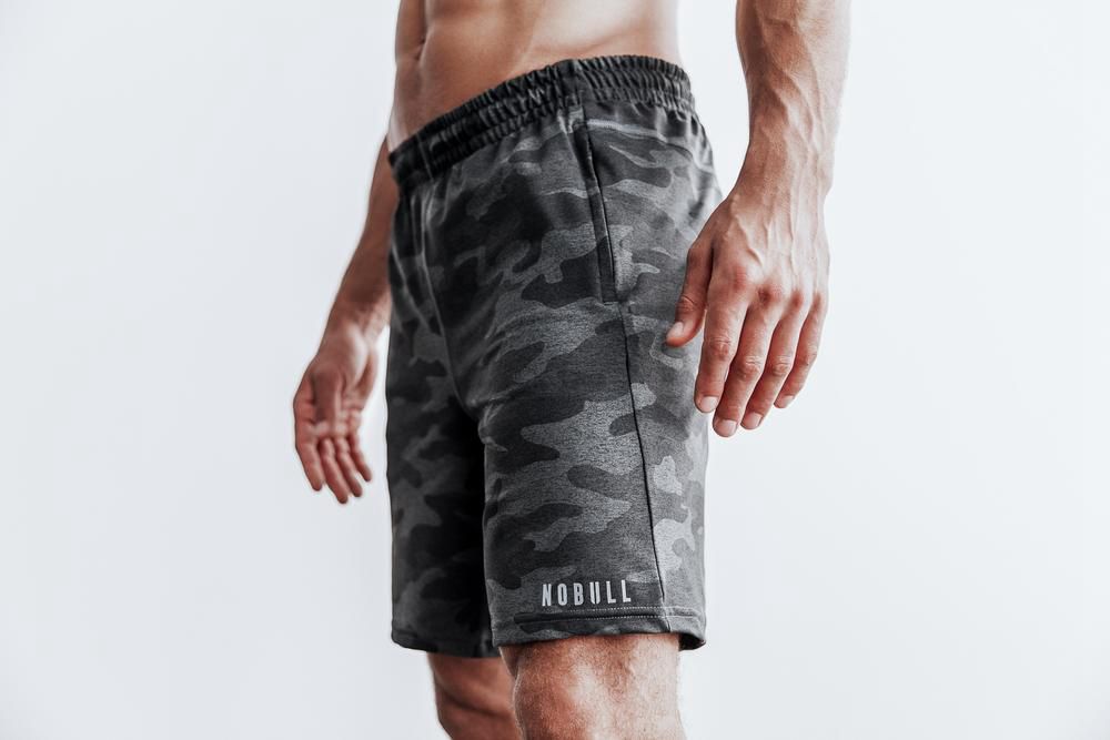 NOBULL Men's Knit 8.5" Shorts - Charcoal Camo - Ireland (6941MWZKJ)